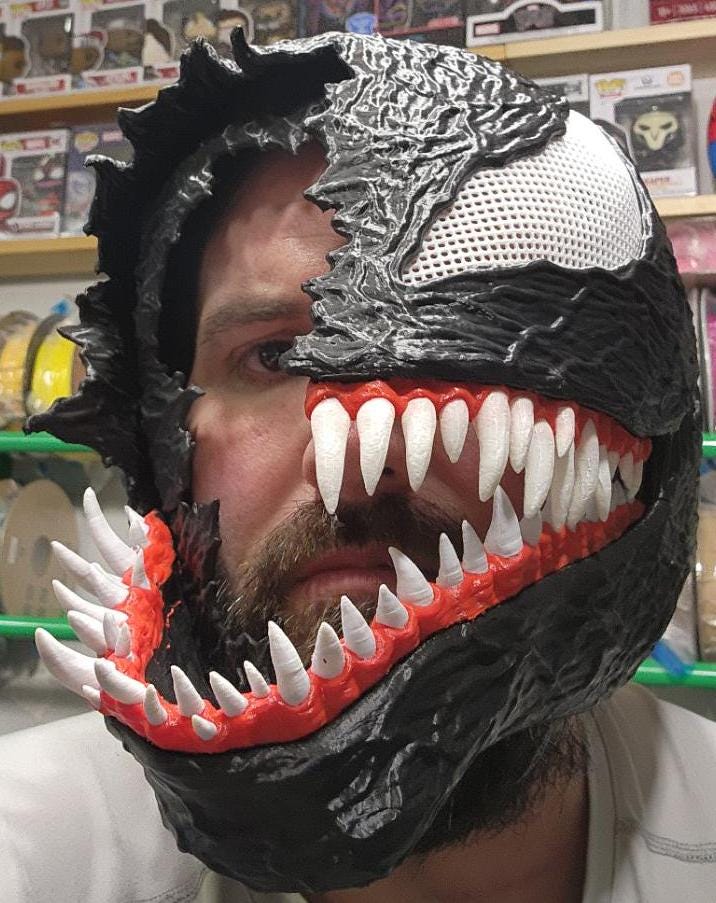 Half Venom Cosplay, Collectible, Comicbook Character Inspired, Helmet Costume