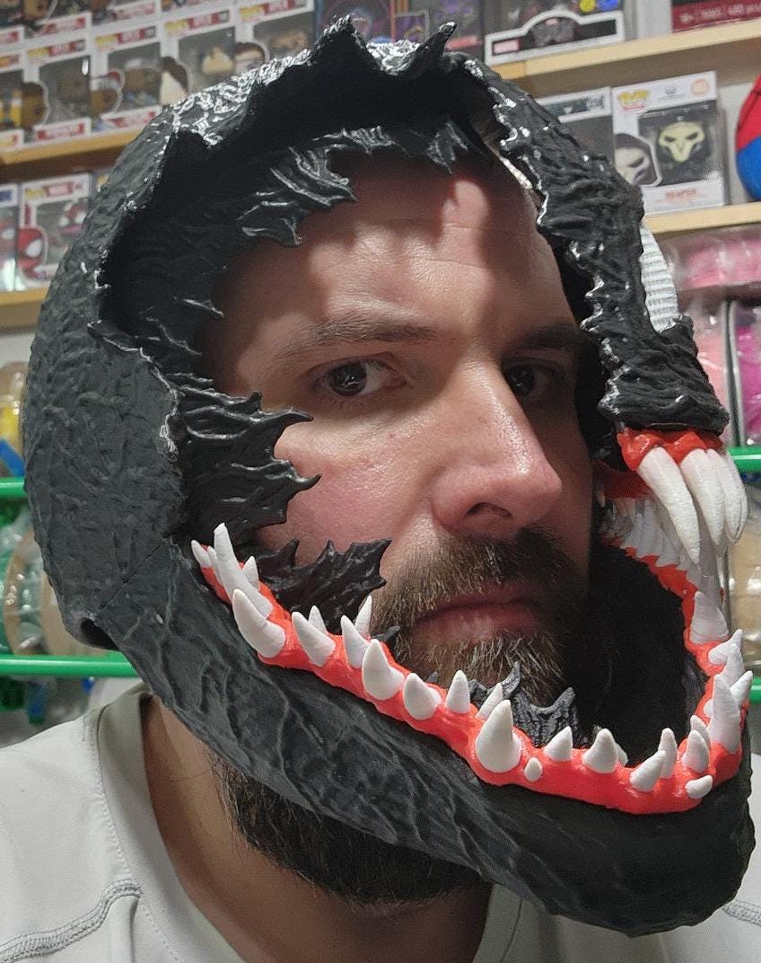 Half Venom Cosplay, Collectible, Comicbook Character Inspired, Helmet Costume