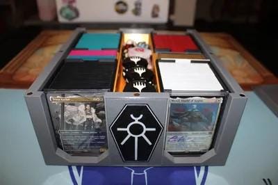 MTG EDH Commander Card Box, Magic the Gathering, Magic, Deck Case, Card Case 4 Player Party Box 40k Inspired Design