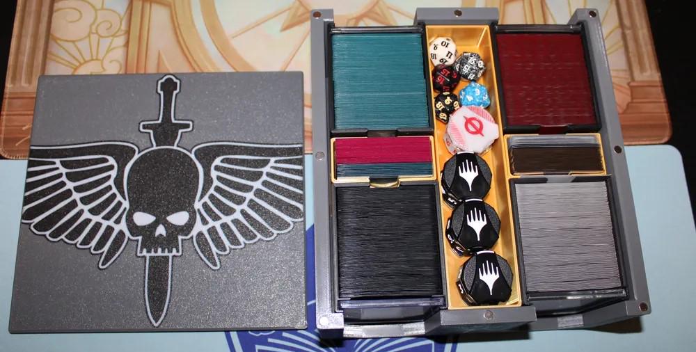 MTG EDH Commander Card Box, Magic the Gathering, Magic, Deck Case, Card Case 4 Player Party Box 40k Inspired Design