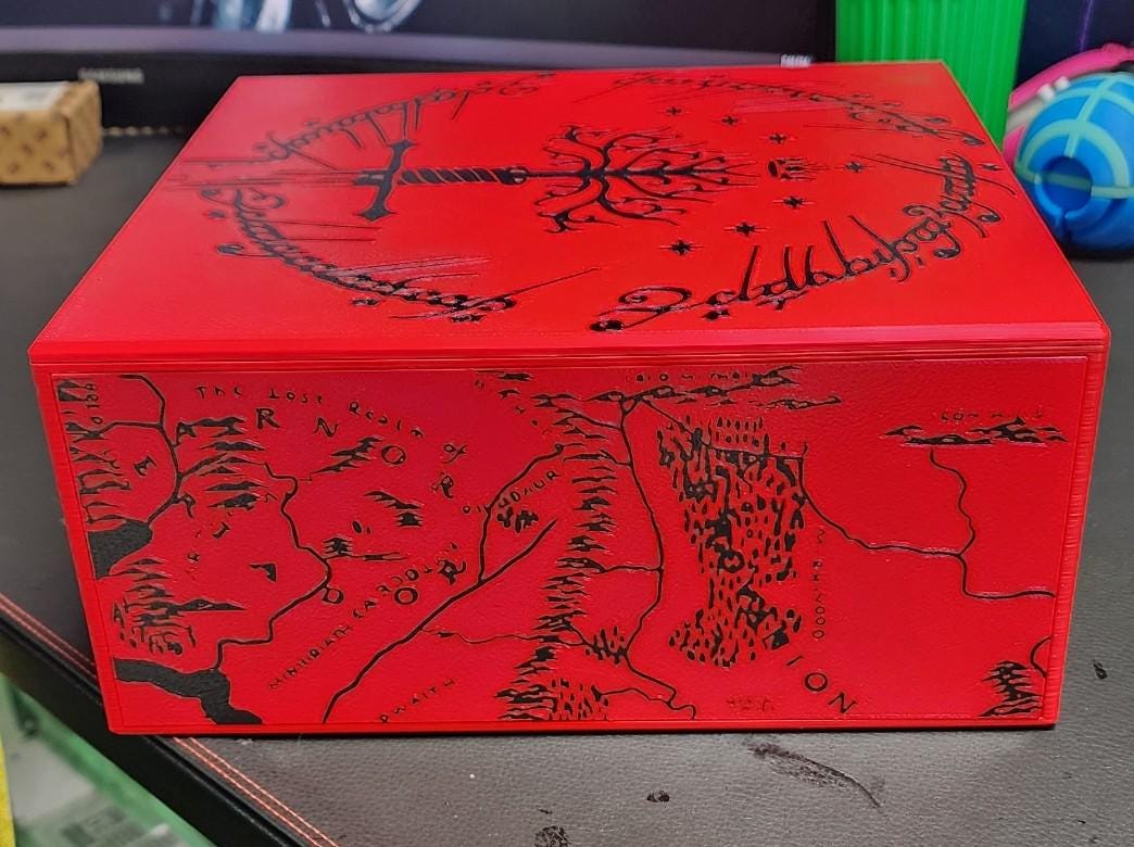MTG Commander Deck Box – Holds 100+ Cards – Dice & Token Storage – Magnetic Lid – Premium 3D Printed Case LOTR Inspired Design