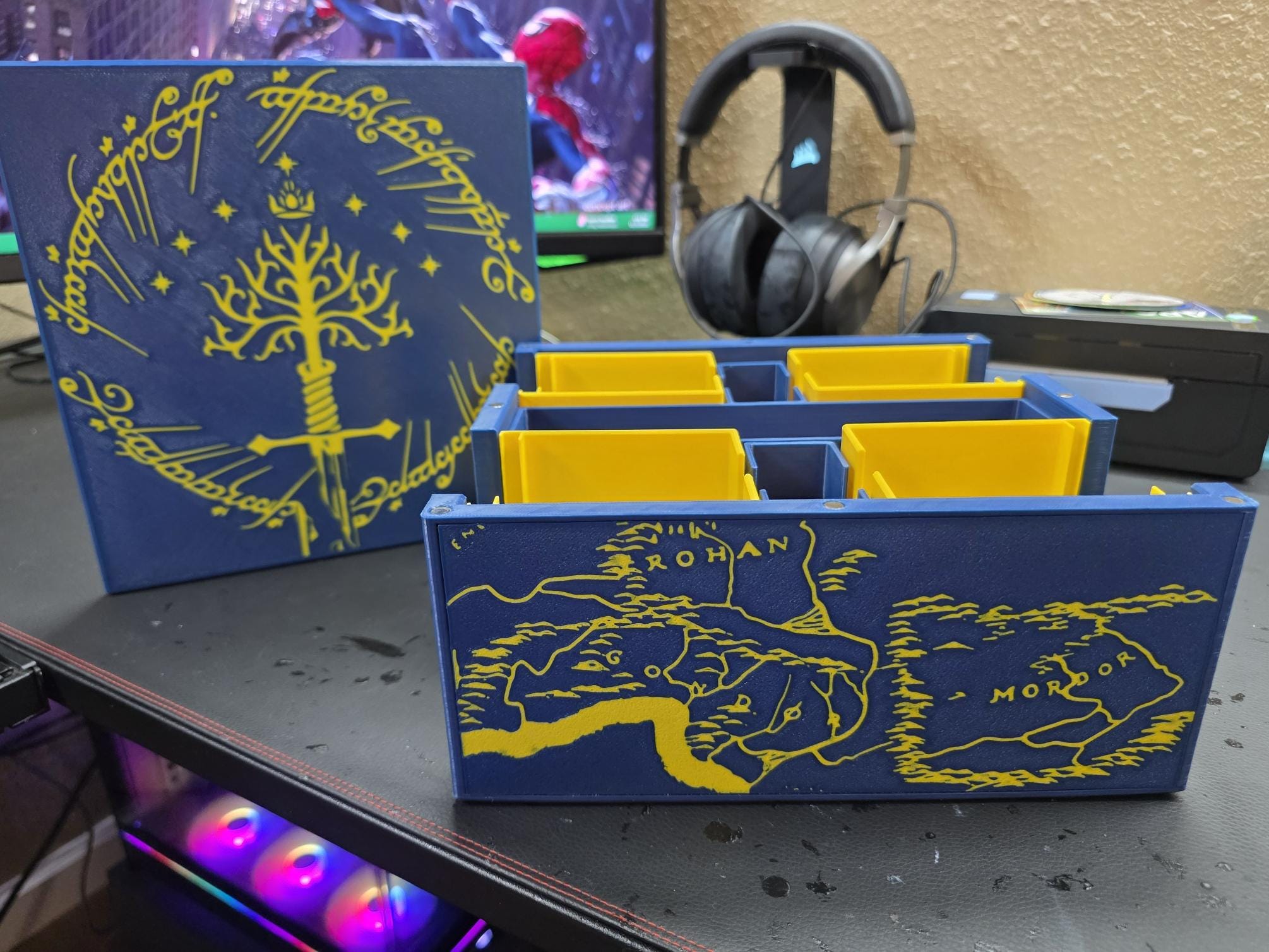 MTG Commander Deck Box – Holds 100+ Cards – Dice & Token Storage – Magnetic Lid – Premium 3D Printed Case LOTR Inspired Design