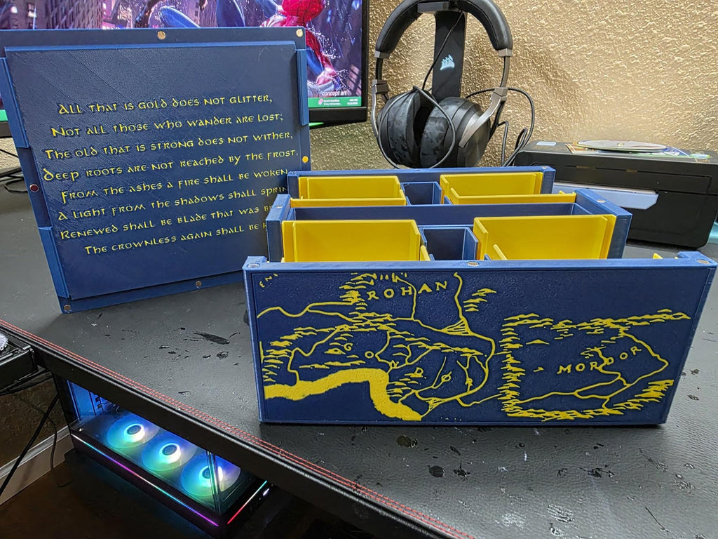 MTG Commander Deck Box – Holds 100+ Cards – Dice & Token Storage – Magnetic Lid – Premium 3D Printed Case LOTR Inspired Design