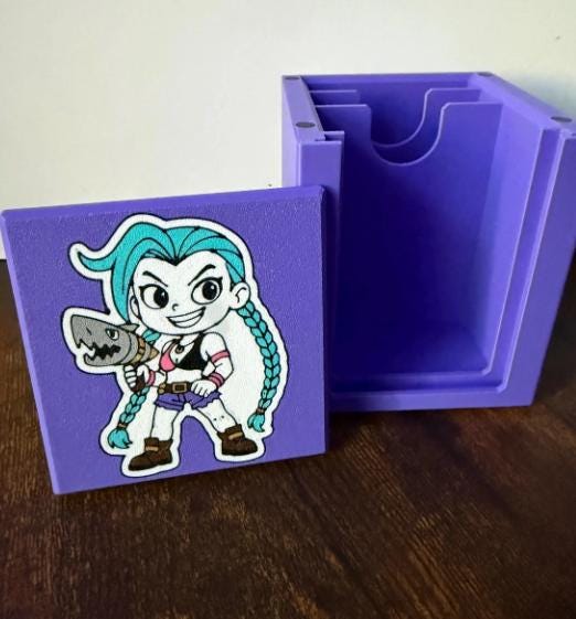Jinx-Themed Deck Box – Magnetic Card Case, 3D Printed