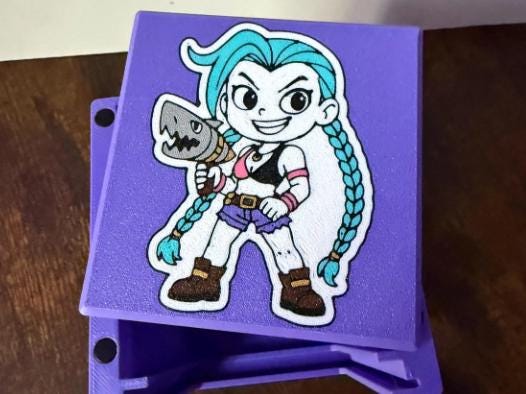 Jinx-Themed Deck Box – Magnetic Card Case, 3D Printed