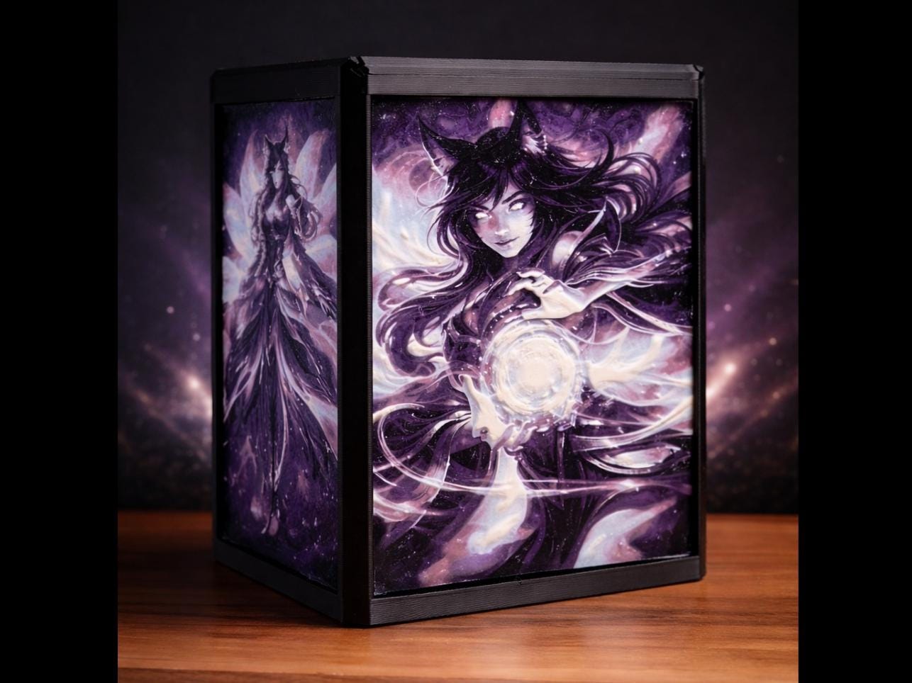 Ahri - Rifbound Deck Box. Hold 75 single-sleeved cards.