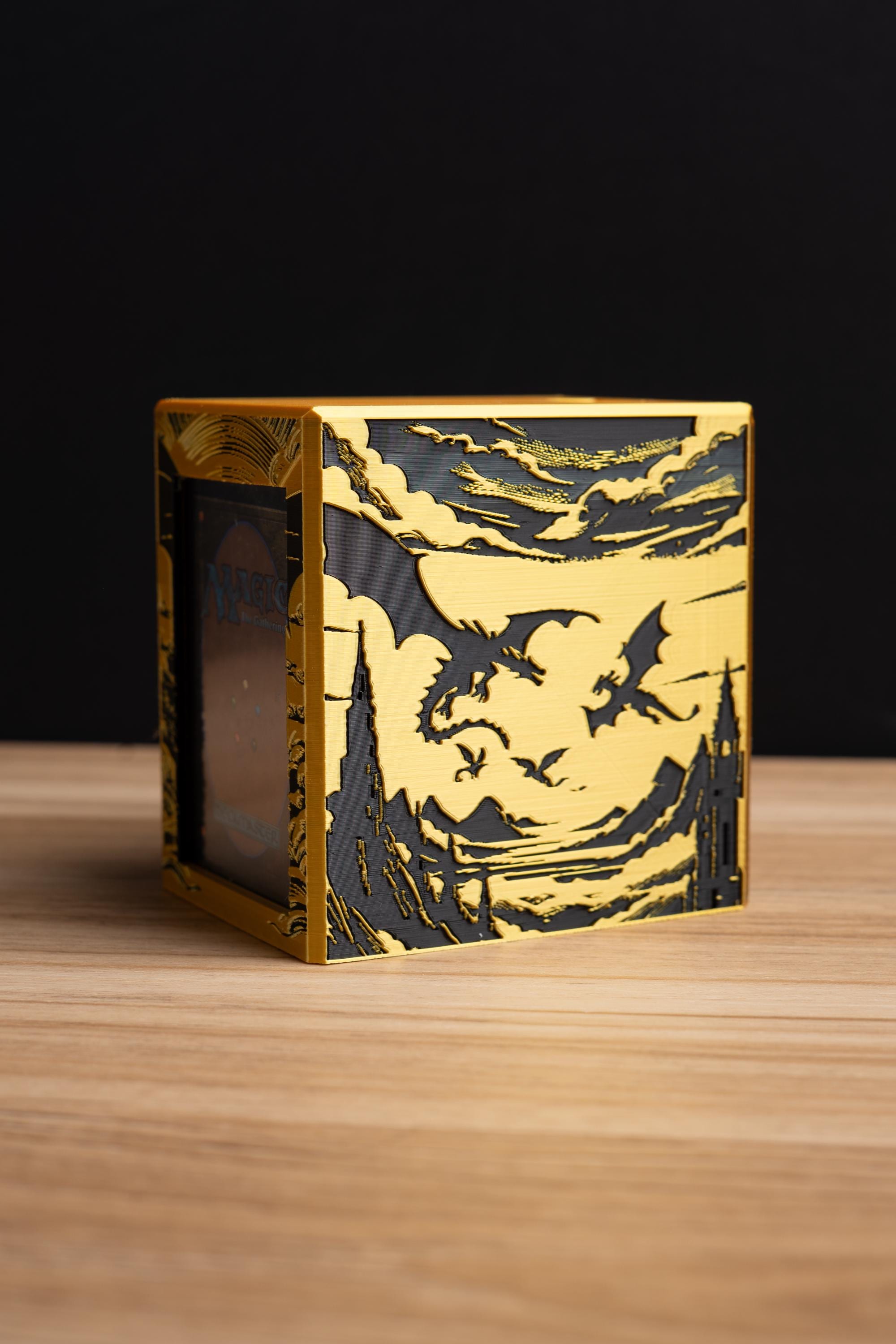 Gold Flying Dragon MTG Commander Deck Box
