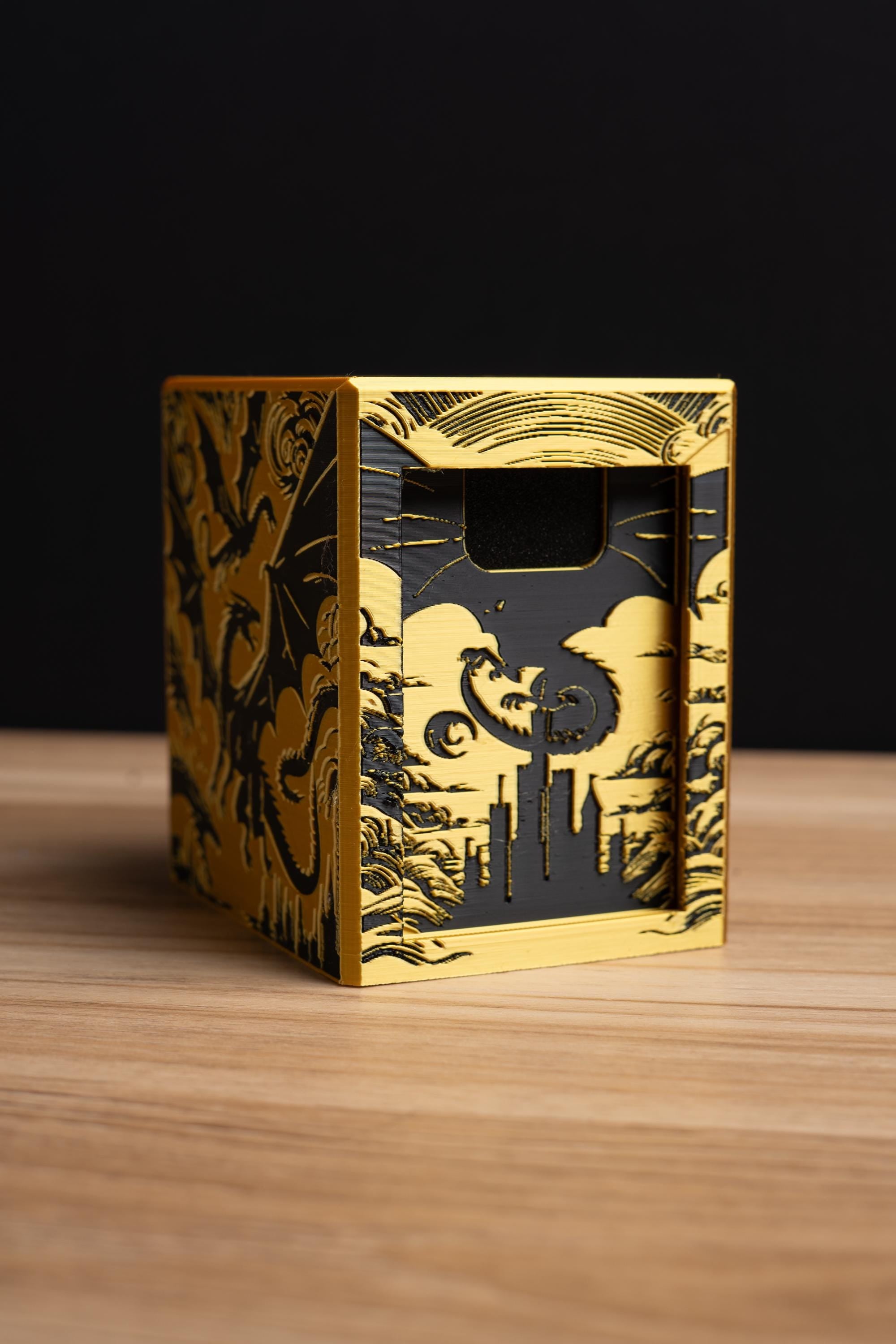 Gold Flying Dragon MTG Commander Deck Box