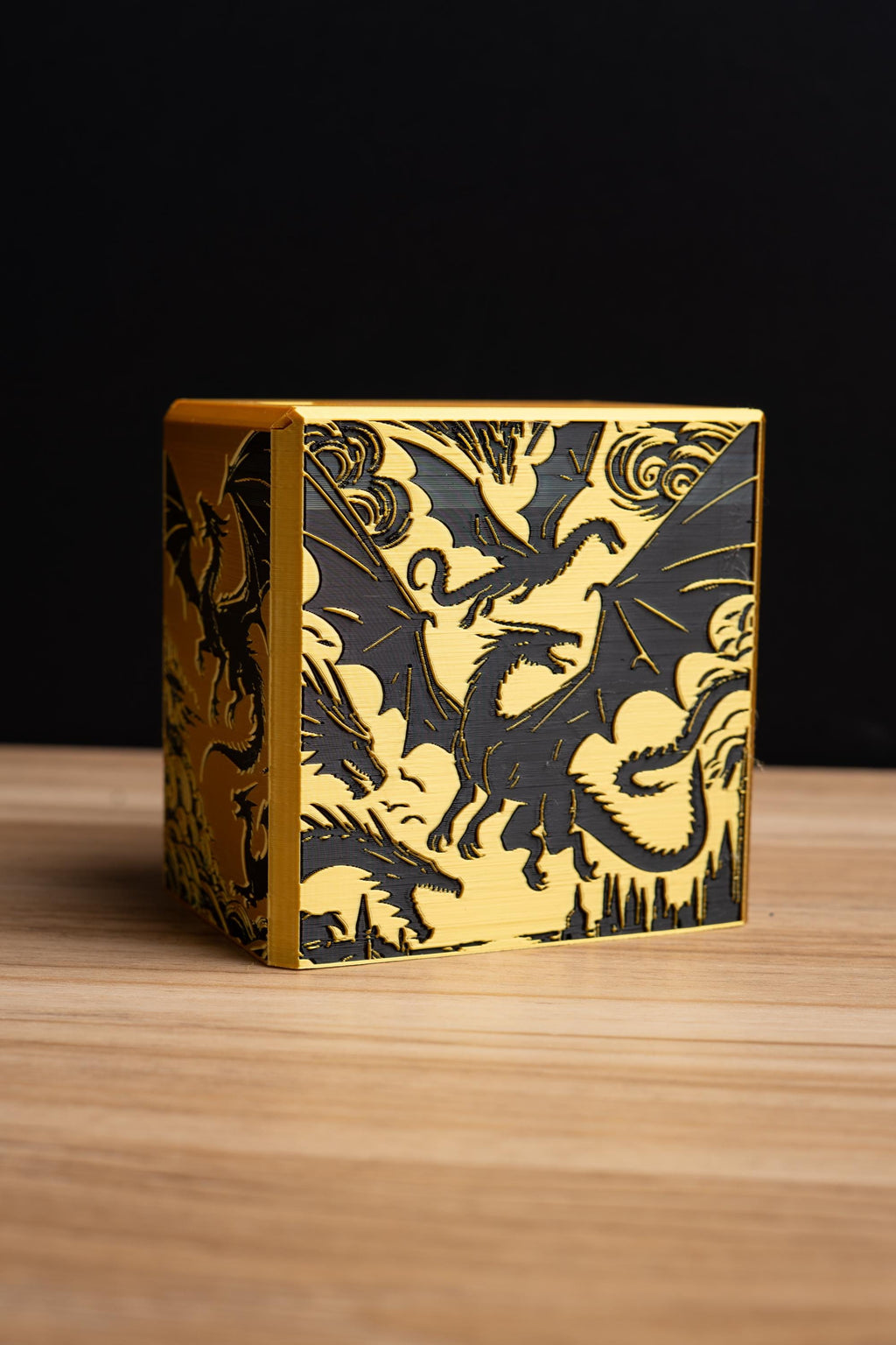 Gold Flying Dragon MTG Commander Deck Box
